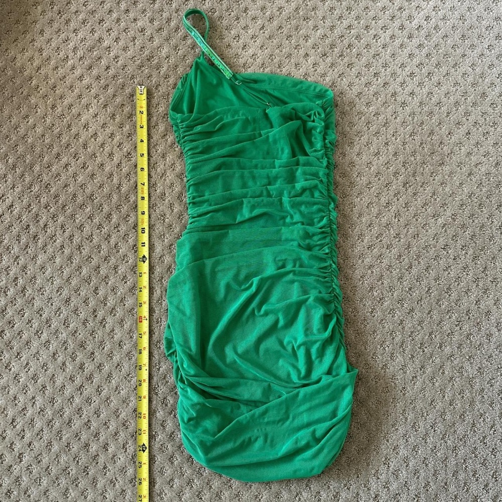 Lucy in the Sky Vibrant Green One-Shoulder Dress - Picture 3 of 4